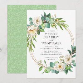 Verde e Dourado convite para o casamento floral br