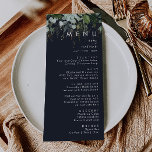 Verde e Folha Dourada | Menu de Janto de Casamento<br><div class="desc">Nós projetamos este verde e folha de ouro | menu de janto de casamento de marinho para completar seu simples e elegante casamento de boho. Apresenta folha de eucalipto verde e branca moderna, folhagem de fêmur, flor suculenta e folhas de folha de ouro mínimas. Esses elementos dão a sensação de...</div>