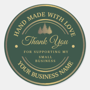 Verde e ouro obrigado clássico adesivo redondo