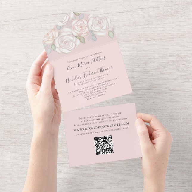 Verde Elegante Moderno Cód. QR Floral (Aba destacável)
