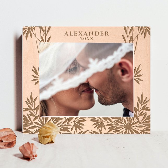 Verde Elegante Moderno Deixa Laser De Madeira Grav (Criador carregado)