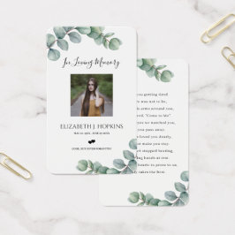 Verde Eucalyptus Deixa Cartões de Oração Fotográfi