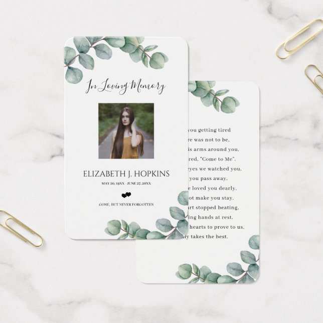 Verde Eucalyptus Deixa Cartões de Oração Fotográfi (Escritótio)