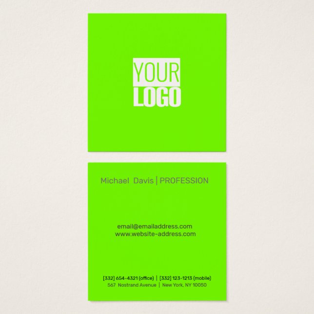 verde fluorescente - adicione seu logotipo (Frente & Verso)