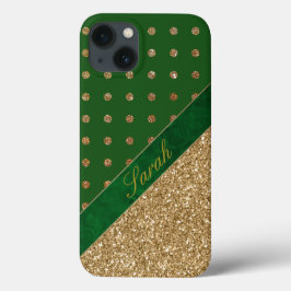 Verde glamouroso e Dourado personalizado