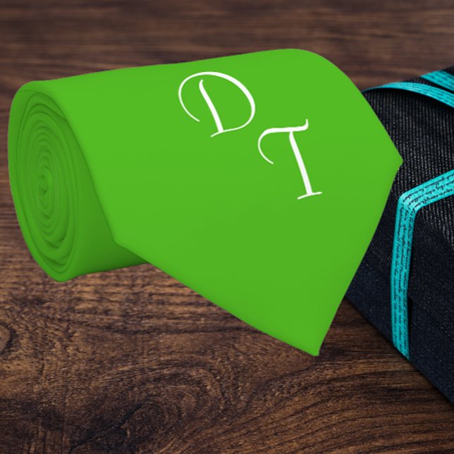 Verde Kelly sólido - sua gravata do pescoço monogr (Criador carregado)