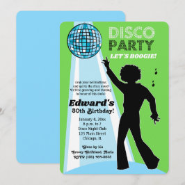 Verde limão de Convites de festas de Disco de Aniv