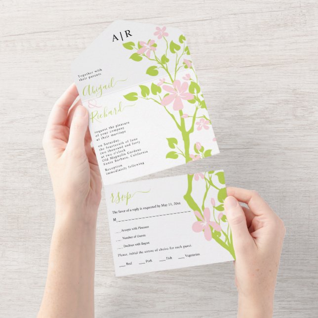 Verde limão e galho cor-de-rosa com casamento de f (Aba destacável)