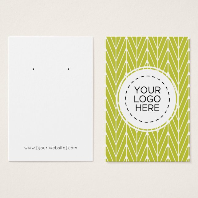 Verde limão Herringbone Earring Display Card (Frente & Verso)