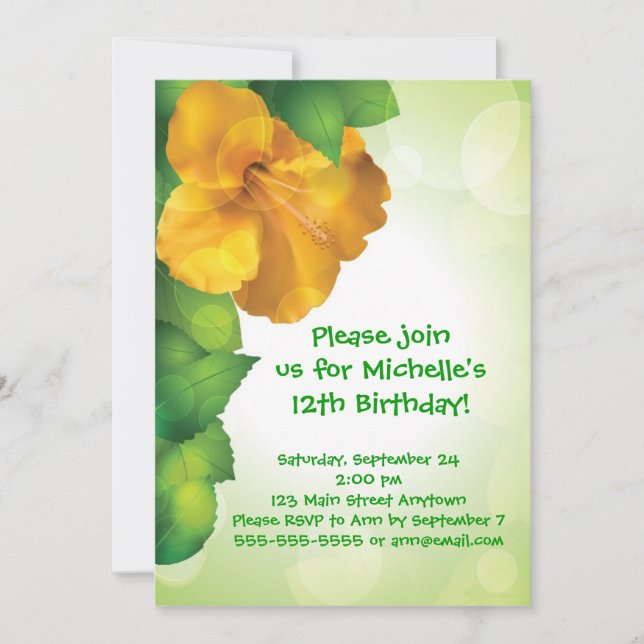 Verde Luau Hibiscus Havaí - Convites (Frente)