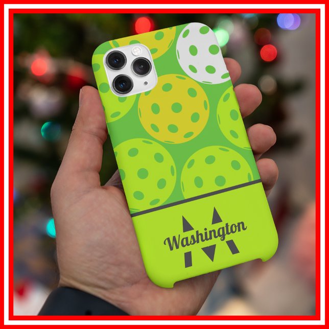 Verde Moderno Monogramado Resfriado (Green Cool Modern Monogrammed Case-Mate iPhone Case)