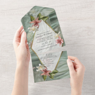Verde, Névoa, Esfregões de Seda e Flores de Pinkis
