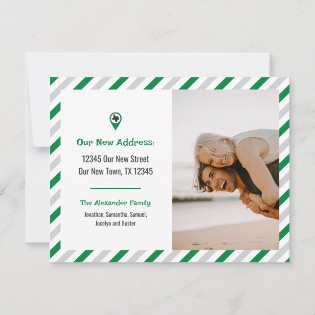 Verde Nós Mudamos Foto Movendo-Se Em Striped (Verso)