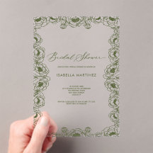 verde oliva floral simples clássico chá de noiva 