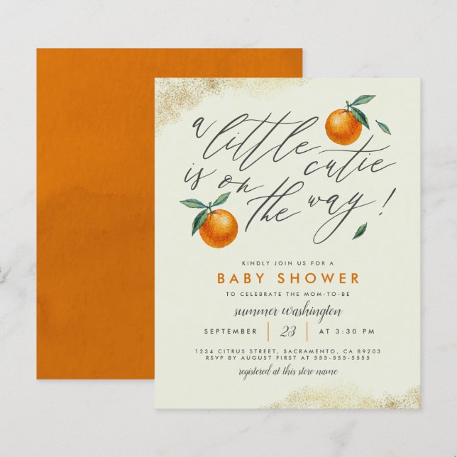 Verde Orçamental Um Pequeno Chá de fraldas Laranja (Frente/Verso)