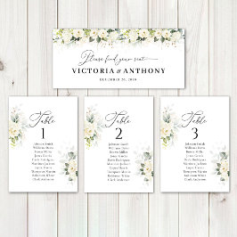 Verde Rosas Brancas Sinal de Mesa de Casamento