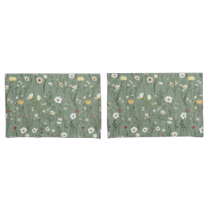 Verde Salvia Amarelo Branco Boho Flores Silvestres