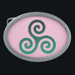 Verde Triskele Símbolo Celta Antigo Pastel Rosa<br><div class="desc">Símbolo verde Triskele. O símbolo Triskele ou Triskelion é constituído por três espirais interpressas ou três braços como se estivesse a sair do seu centro. Esse símbolo celta de movimento ou ação representa os três mundos: celeste,  físico e espiritual.</div>