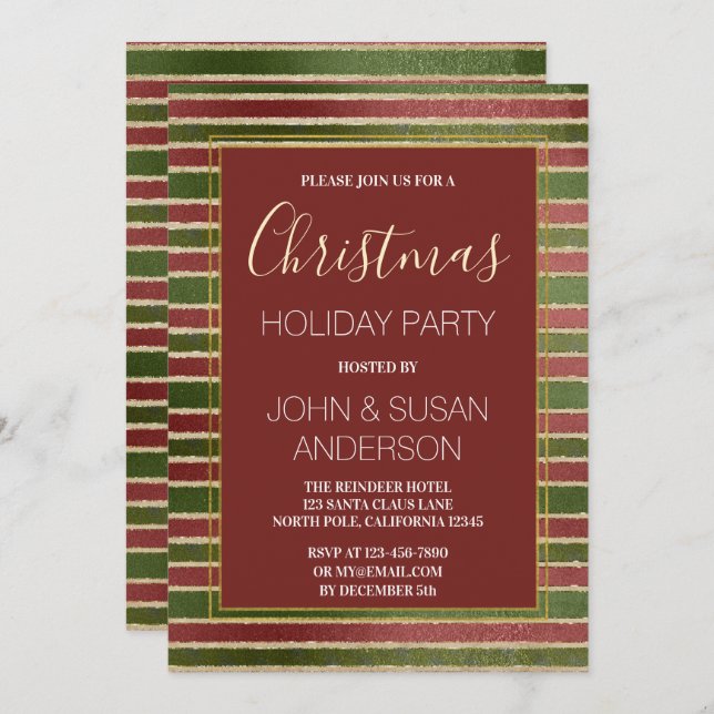 Verde Vermelho - Convite de festas de Natal com Fo (Frente/Verso)