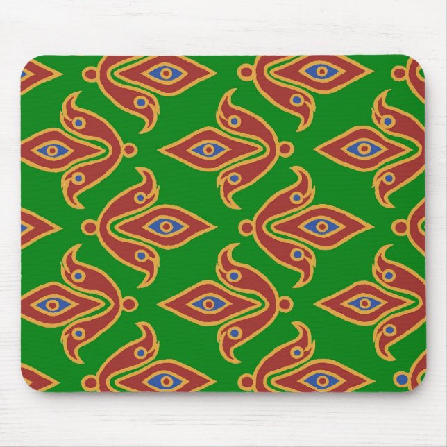 Verde, Vermelho, Fleur-de-lys Mousepad (Frente)