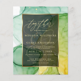 Verdes e Goldes Incríveis Tinta Líquida Abstrato