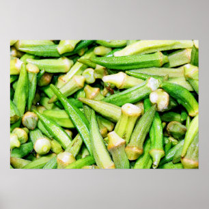 verduras verdes de okras ainda são poster