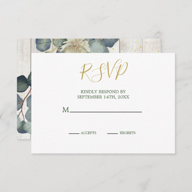 Vereador RSVP de Casamento Dourado Elegante de Mad (Frente/Verso)