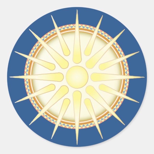 Vergina Sun Clássica Autocolante redondo brilhante (Frente)