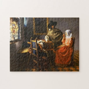 Vermeer o vidro do quebra-cabeça do vinho
