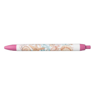Vermelha Caneta Tinta com Padrão de Moldura Floral Elegante