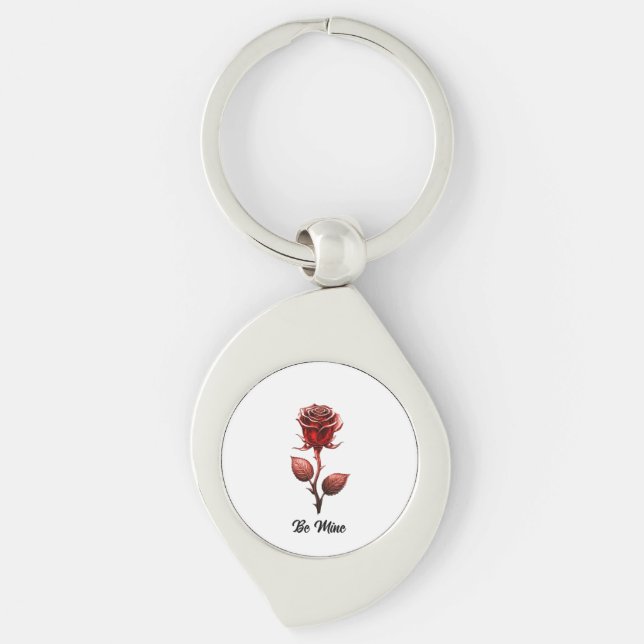 Vermelha. Rosa acrílico Chaveiro (Frente)