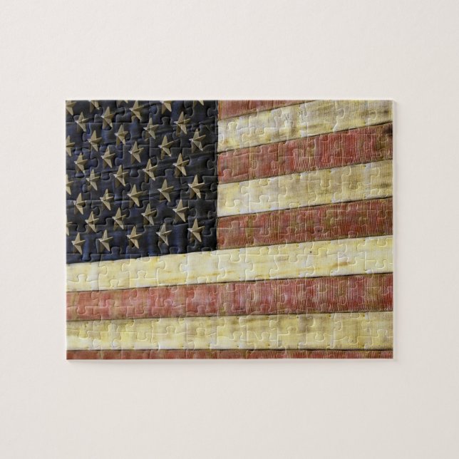 Vermelho, Branco e Azul - Quebra-cabeça do quebra- (Horizontal)