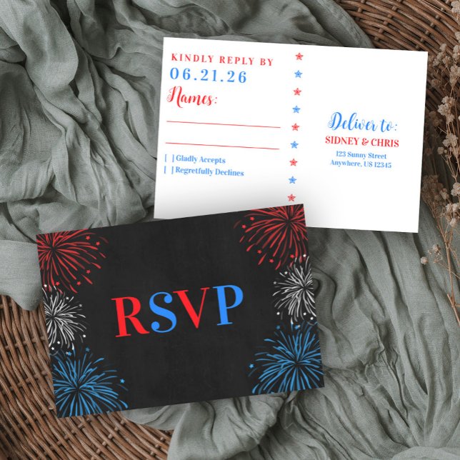 Vermelho Branco & Eu Faço RSVP de Casamento de 4 d (Criador carregado)