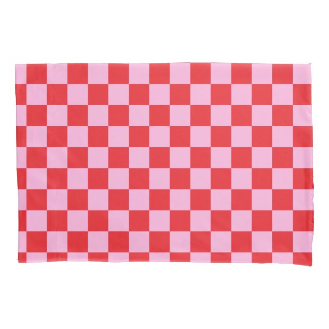 Vermelho Brilhante e Xadrez Rosa Claro (Frente)
