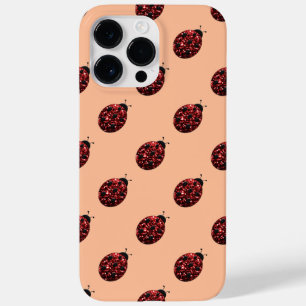 Vermelho cintilante brilha padrão Joaninha pêssego