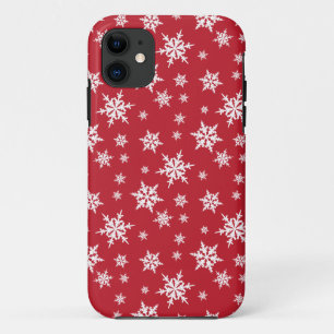 Vermelho com capas de iphone brancas dos flocos de