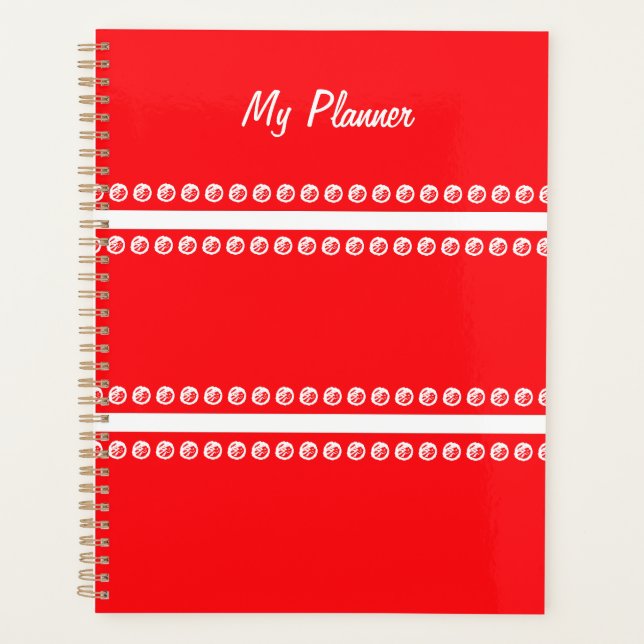 Vermelho com pontos e linhas brancos Planejador (Frente)
