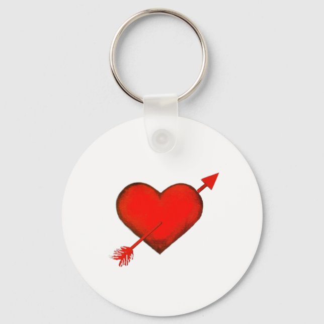 Vermelho de Seta Cupido na Chaveiro do Botão Branc (Frente)