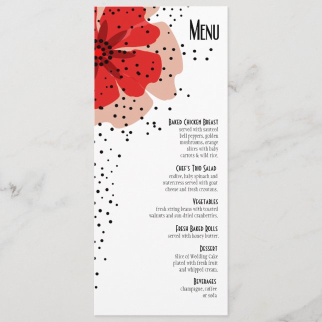 Vermelho do menu do comensal das papoilas da (Frente)