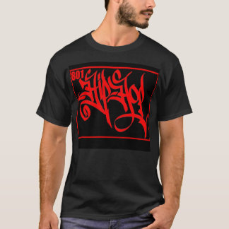 Vermelho do t-shirt de 801 Hip Hop no preto