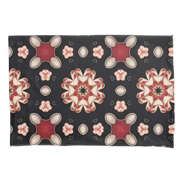Vermelho e Bege Floral Geométrico  (Frente)