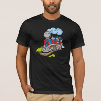 Vermelho e camiseta e presentes azuis do trem