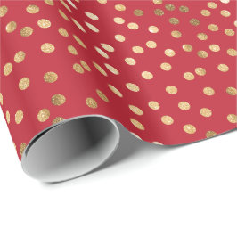Vermelho e papel de embrulho Dourado dos pontos da