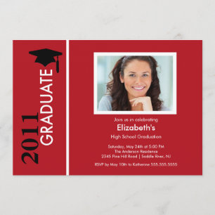 Vermelho e Preto para Convite para Graduação de 