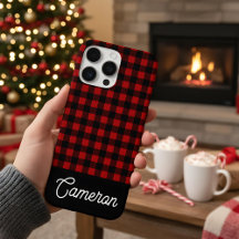 Vermelho e Preto Xadrez Búfalo Nome Personalizado