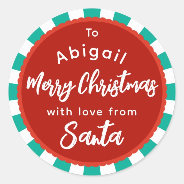 Vermelho e verde listrado do adesivo de presentes  (Frente)