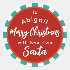 Vermelho e verde listrado do adesivo de presentes