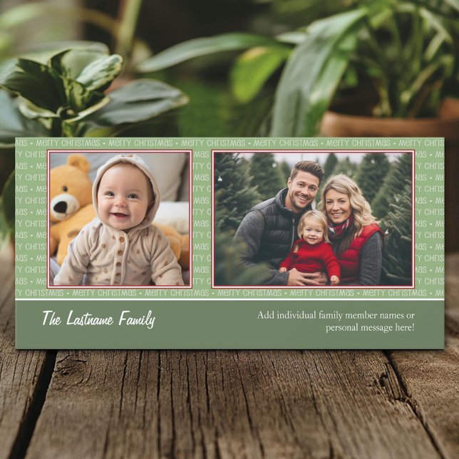 Vermelho e Verde Natal 2 - Cartão de Férias (Custom Holiday Photo Card)