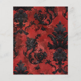 Vermelho Gótico, Grunge Floral, Papel Scrapbook