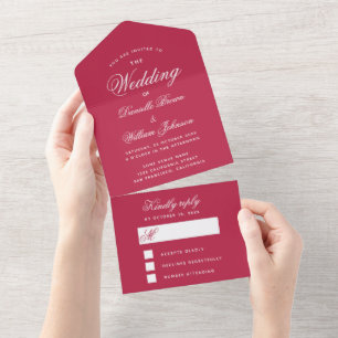 Vermelho Magenta Simples Casamento Escrita Elegant